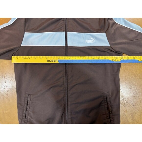 Puma Large Full Zip Track Jacket Brown Light Blue (see measurements In photos) - Picture 5 of 7
